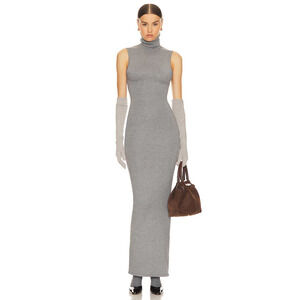 Helsa Knit Aadi Grey Knit Turtleneck Maxi Dress
